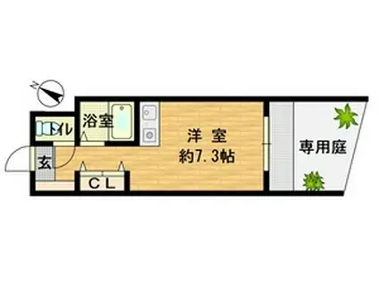 六甲カーサ・デ・ピエドラ(ワンルーム/1階)の間取り写真