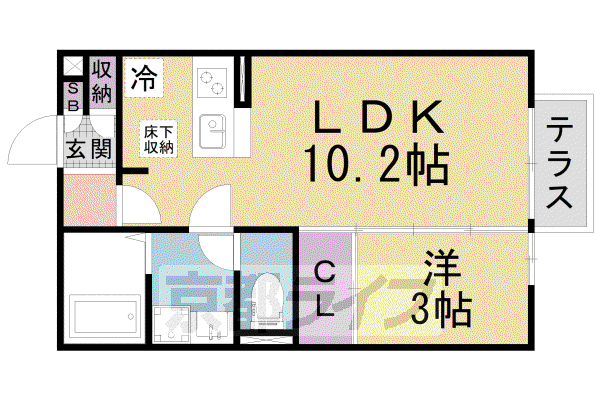 アーバンスクェアI(1LDK/1階)の間取り写真