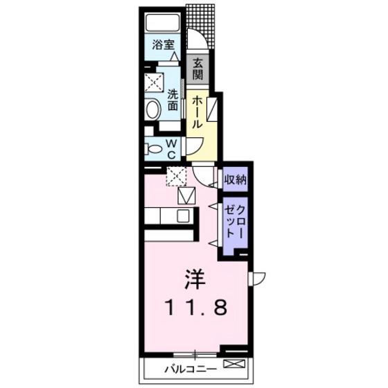 リアンジュ(ワンルーム/1階)の間取り写真