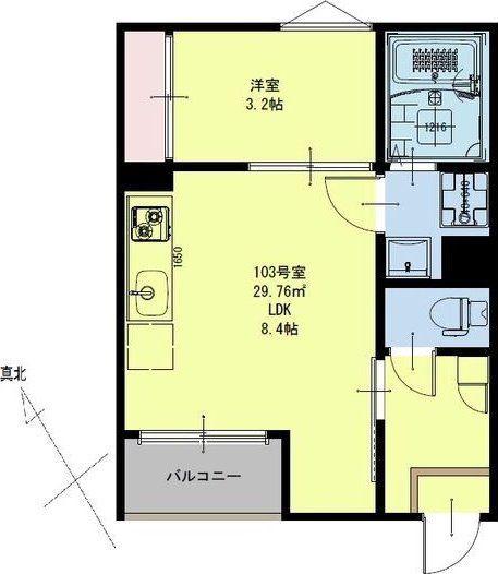 REGALESTボヌール宮城野原(1LDK/1階)の間取り写真
