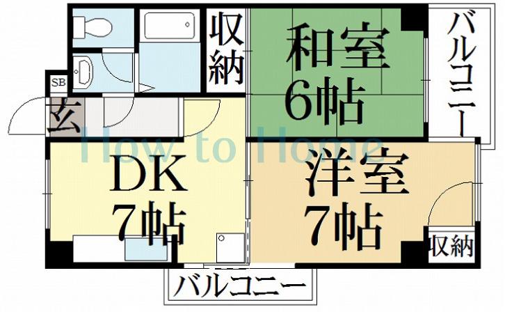 リバティーハウス岩倉南(2DK/1階)の間取り写真