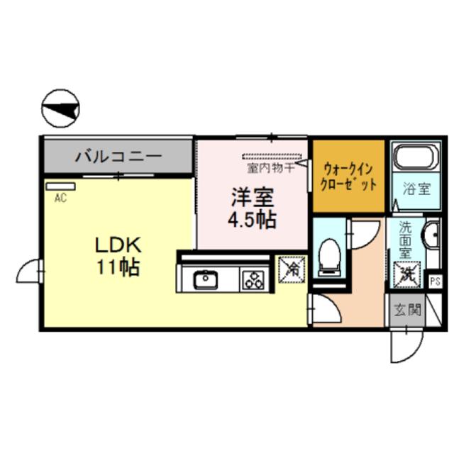 エクセレート(1LDK/1階)の間取り写真