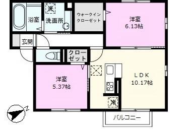DESAILESTROIS(2LDK/1階)の間取り写真