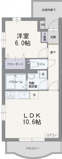 フィールドコート ステラ(1LDK/1階)の間取り写真