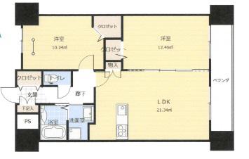 アークデュオ福島万世町(2LDK/7階)の間取り写真
