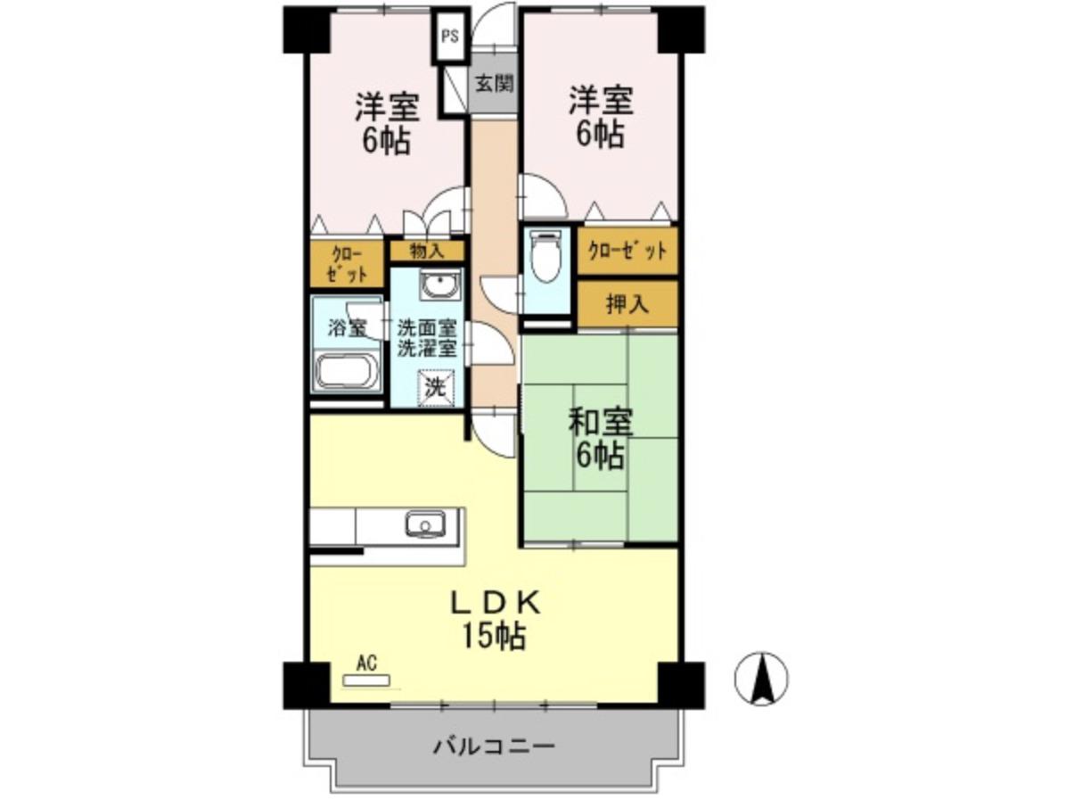 リシェス城崎(3LDK/4階)の間取り写真