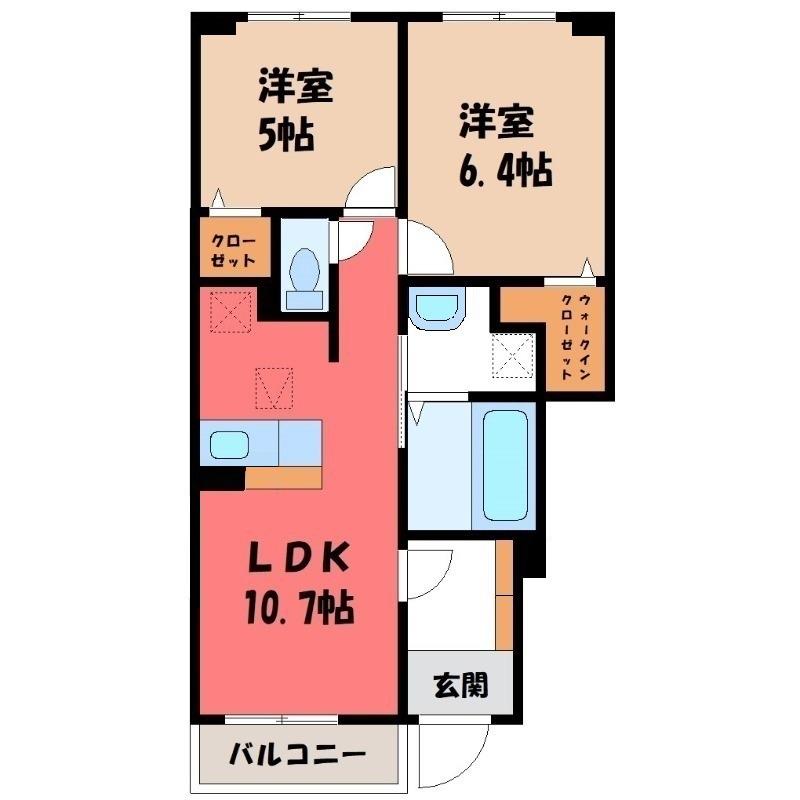 グレイスパークII(2LDK/1階)の間取り写真