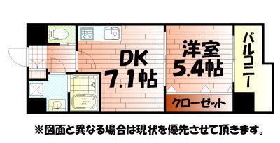 ザ・レジデンス香春口三萩野駅前(1DK/8階)の間取り写真