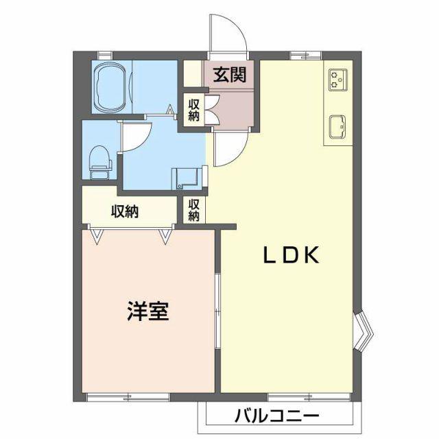 ラフォーレMINE B(1LDK/2階)の間取り写真