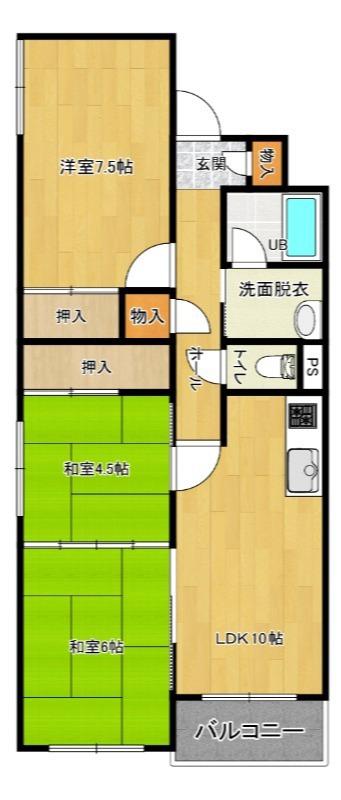 メゾンド西野(3LDK/1階)の間取り写真