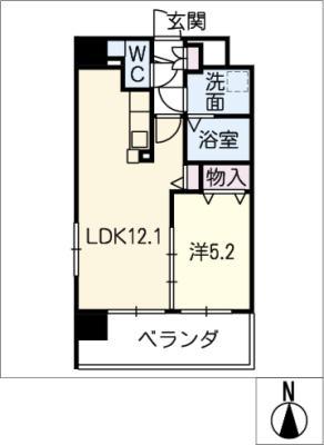 ライフコート丸之内(1LDK/8階)の間取り写真