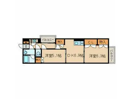 FIORETO(2DK/3階)の間取り写真