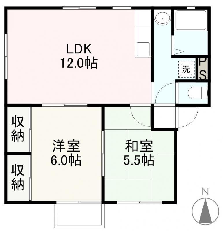 ルポール1(2LDK/2階)の間取り写真