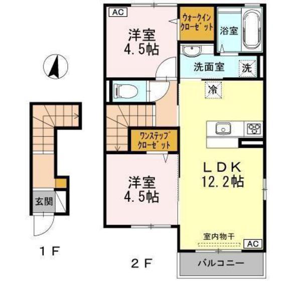 SUNNY FLAT YASUDAII(2LDK/2階)の間取り写真