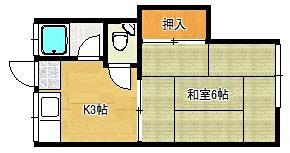 メゾンタキ井尻A(1K/2階)の間取り写真