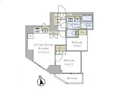 プライマル元浅草(2LDK/8階)の間取り写真