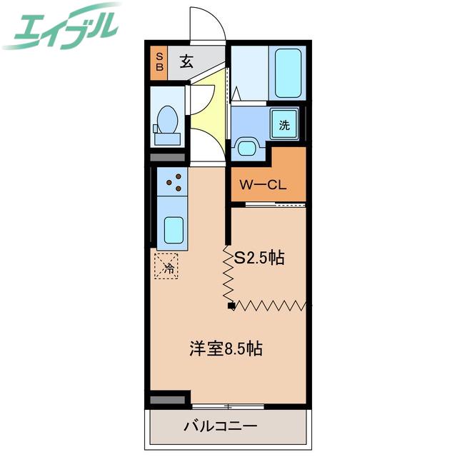 グランドハイツ スミレ(ワンルーム/3階)の間取り写真