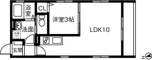 パインリーフ(1LDK/2階)の間取り写真