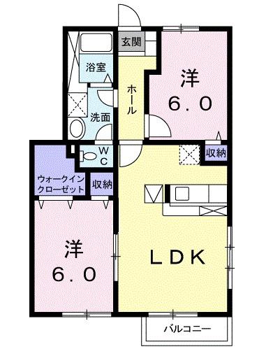 グリシーヌ・パレII A棟(2LDK/1階)の間取り写真