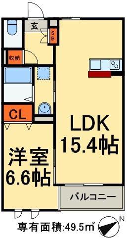 クレイン ヒルズ(1LDK/2階)の間取り写真