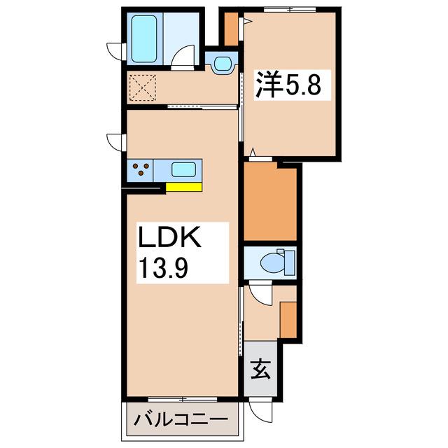 シャーメゾン行仁(1LDK/1階)の間取り写真
