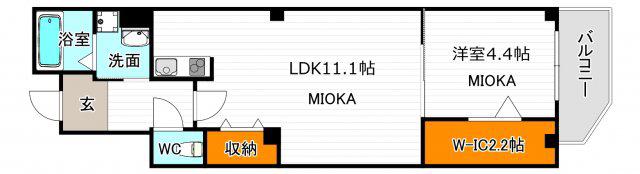 LACINE燦(1LDK/3階)の間取り写真