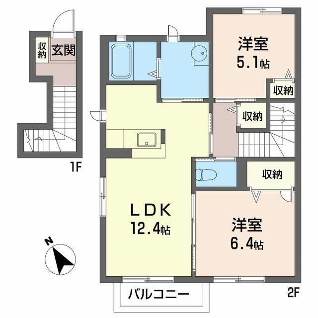アヴァンツァーレ芝(2LDK/2階)の間取り写真
