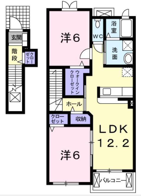 ドゥー メゾン セフィオ(2LDK/2階)の間取り写真