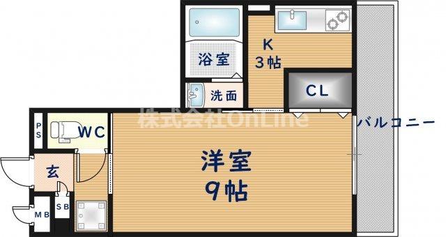 エクレール上小阪(1K/3階)の間取り写真