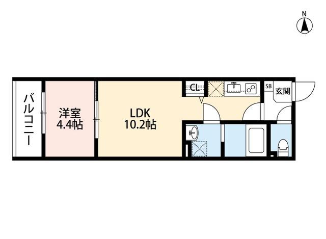 地下鉄中央線 深江橋駅 徒歩11分 3階建 築8年(1LDK/1階)の間取り写真
