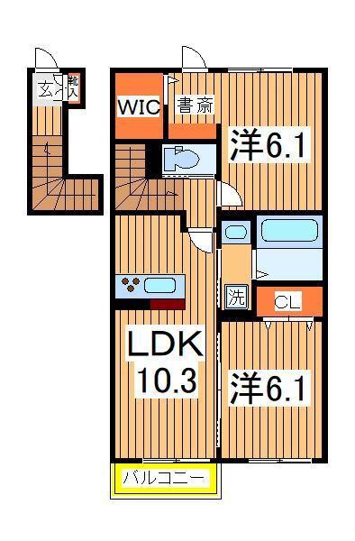 アセット T(2LDK/2階)の間取り写真