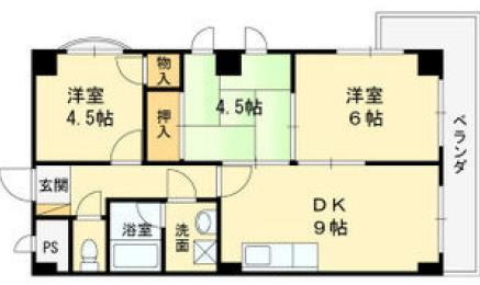 甲子園GH(3LDK/4階)の間取り写真