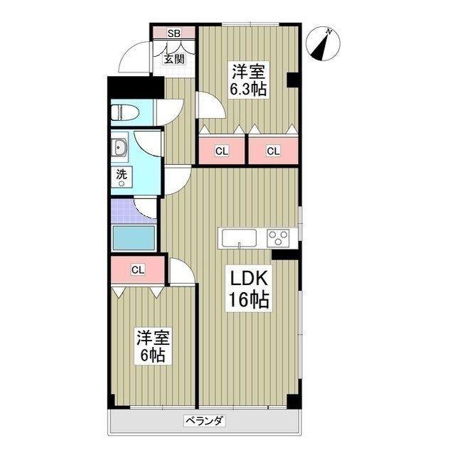 リブレス坂戸関間(2LDK/3階)の間取り写真