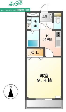 メゾンアムールII(1K/2階)の間取り写真