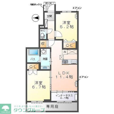 サーバル -SARVAL-(2LDK/1階)の間取り写真