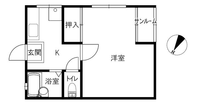 オービット アルファ(1K/1階)の間取り写真