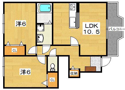 プリムローズ文(2LDK/1階)の間取り写真