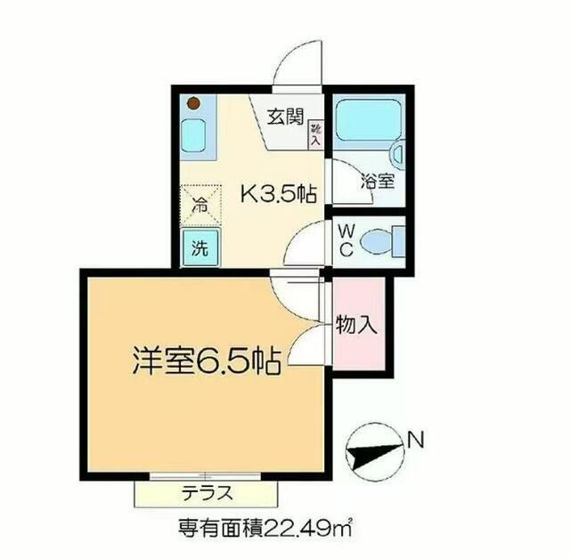 クレストヒルズ町屋(1K/1階)の間取り写真