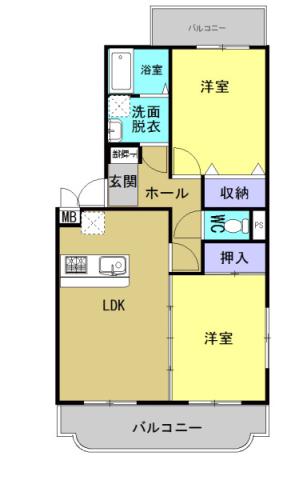 ユーミー築地(2LDK/1階)の間取り写真