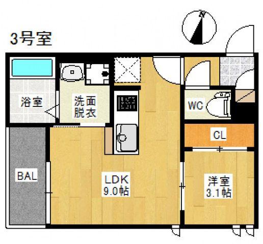 REGALEST ALIVIO旧RE 古市 2(1LDK/3階)の間取り写真
