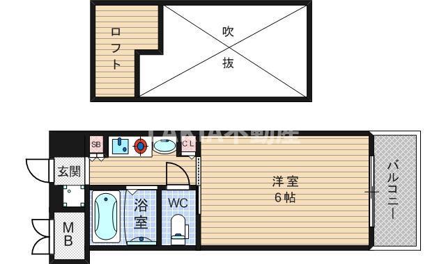 エステムコート大阪・中之島南(1K/6階)の間取り写真