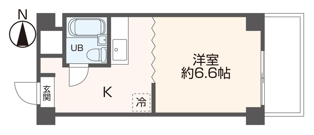 レジデンスやまびこ(1K/6階)の間取り写真