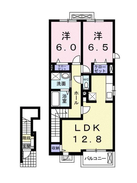 ゼファーT2(2LDK/2階)の間取り写真