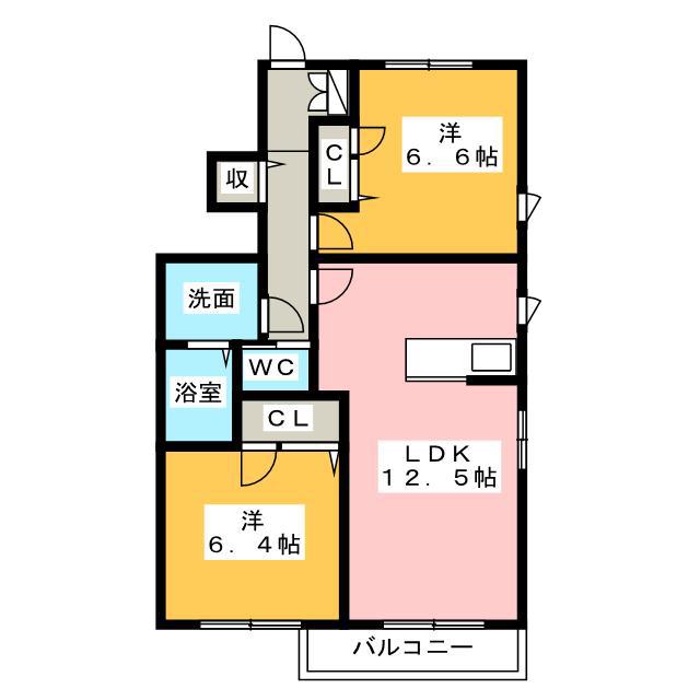 アイリス G棟(2LDK/1階)の間取り写真