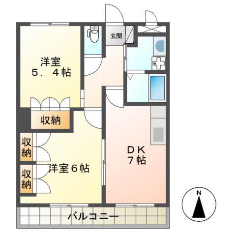 CENTURY椿A(2DK/2階)の間取り写真