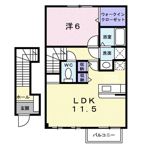 シャン・ミリュ- IB(1LDK/2階)の間取り写真