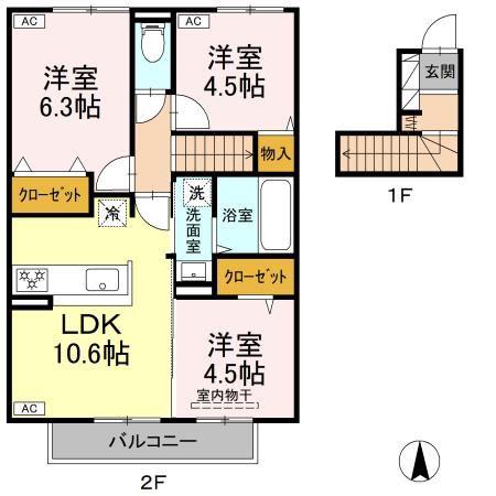 エトワール C棟(3LDK/2階)の間取り写真