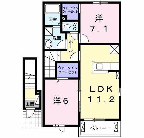 ブライト ヴィラ 1(2LDK/2階)の間取り写真