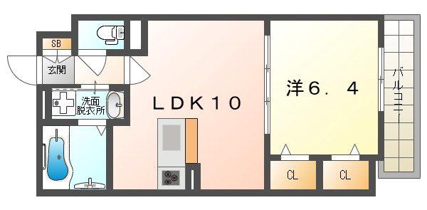 梶町3丁目(1LDK/1階)の間取り写真