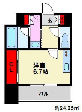 ヴィラージュ高宮ストリート(ワンルーム/8階)の間取り写真
